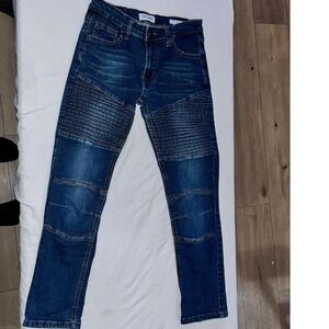 Ring of‎ Fire Slim Fit Jeans Boys Size 12 Blue Wash Moto Denim